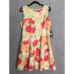 Vince Camuto Floral Dress Sleeveless Fit and Flare Women's Size 14 NEW